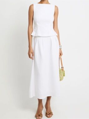 Women's White Midi A-Line Skirt
